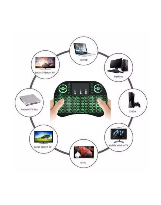 Işıklı Kablosuz Mini Klavye ve Dokunmatik Mouse Seti Türkçe Kablosuz