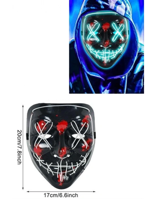Işıklı Led Maske Parti Eğlence Maskesi Hallowen Neon Maske