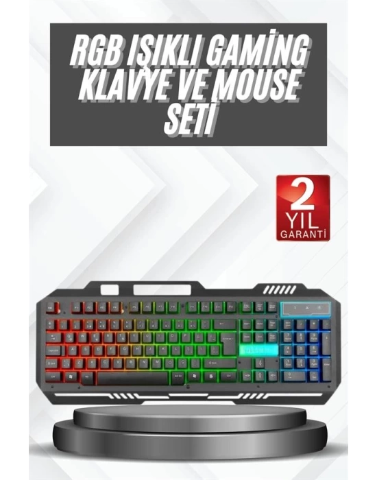 Işıklı Oyuncu Q Klavye Mouse Seti Siyah Gaming Oyuncu Klavye