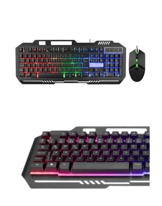 Işıklı Oyuncu Q Klavye Mouse Seti Siyah Gaming Oyuncu Klavye