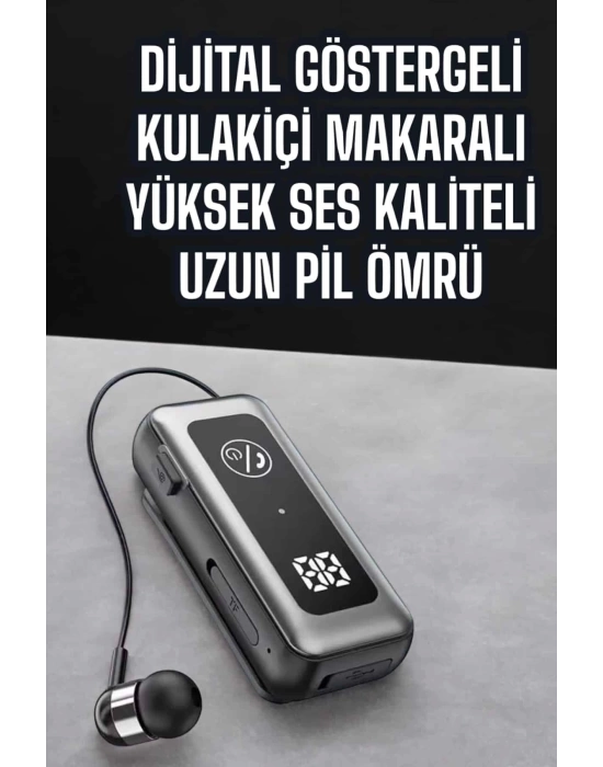 Kablolu Makaralı Bluetooth Kulaklık Uzun Pil Ömrü Dijital Göstergeli