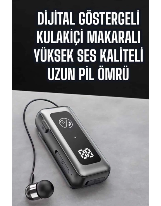 Kablolu Makaralı Bluetooth Kulaklık Uzun Pil Ömrü Dijital Göstergeli