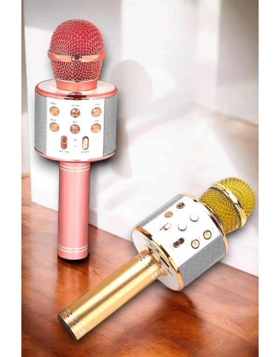 Kablosuz Bluetooth Karaoke Mikrofon USB ve AUX Girişli, Yüksek Ses Kalitesi