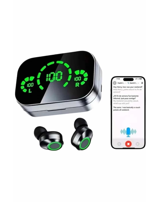 Kablosuz Bluetooth Kulaklık Çift Telefon Destekli Powerbankli Dijital Göstergeli