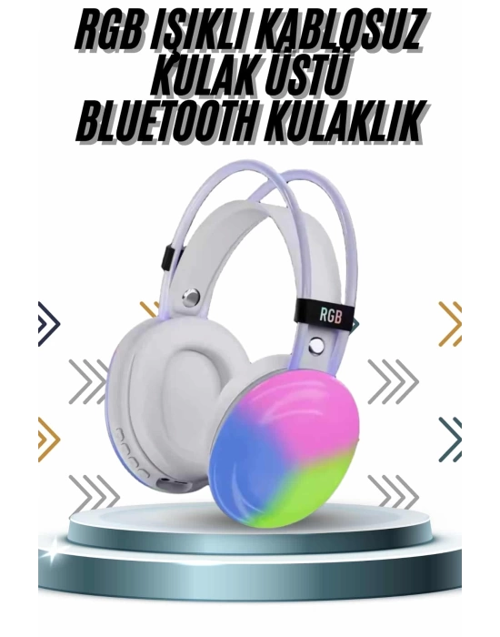 Kablosuz Bluetooth Kulaklık RGB Işıklı Kulak Üstü 5.3 Bluetooth Bağlantılı