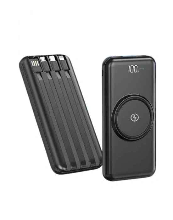 Kablosuz Çoklu Şarj Girişli 10.000 Mah Kablolu Powerbank Taşınabilir