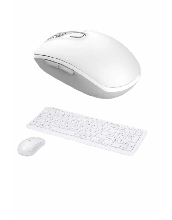 Kablosuz Klavye Mouse Seti Beyaz Q Klavye Tüm Cihazlara Uyumlu