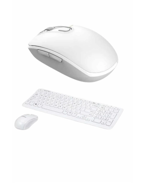 Kablosuz Klavye Mouse Seti Beyaz Q Klavye Tüm Cihazlara Uyumlu