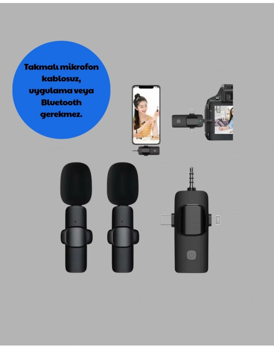 Kablosuz Mikrofon - Telefon ve Bilgisayar Uyumlu