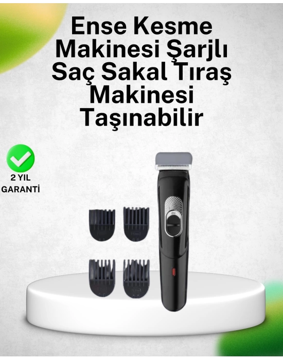 Kablosuz, Paslanmaz Çelik Bıçaklı Profesyonel Saç ve Sakal Tıraş Makinesi – Sessiz, Güçlü ve Ergonomik