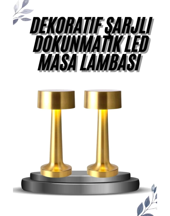 Kablosuz Renkli Masa ve Gece Lambası Altın Rengi Dokunmatik Led Lamba