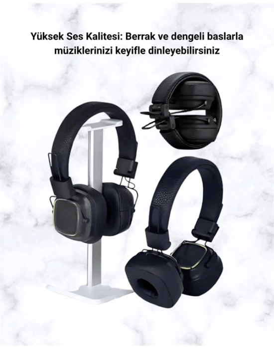 Kablosuz RGB Işıklı Katlanabilir Bluetooth Kulak Üstü Kulaklık