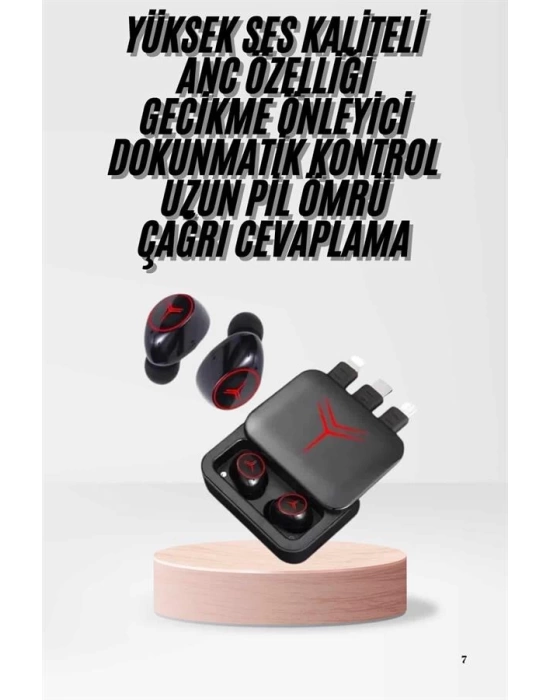 Kablosuz Şarj Göstergeli Powerbank Özellikli Bluetooth Kulaklık Çağrı Cevaplayabilen