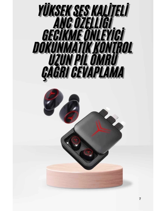 Kablosuz Şarj Göstergeli Powerbank Özellikli Bluetooth Kulaklık Çağrı Cevaplayabilen