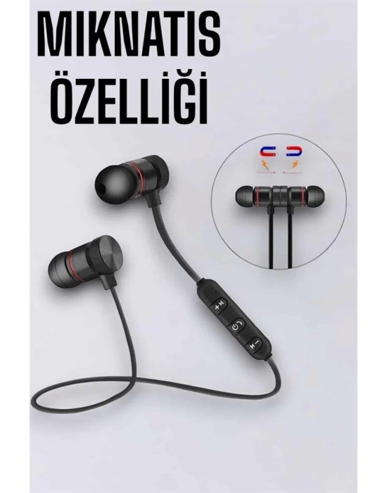 Kablosuz Sport Mıknatıslı Mikrofonlu Kulak İçi Kulaklık