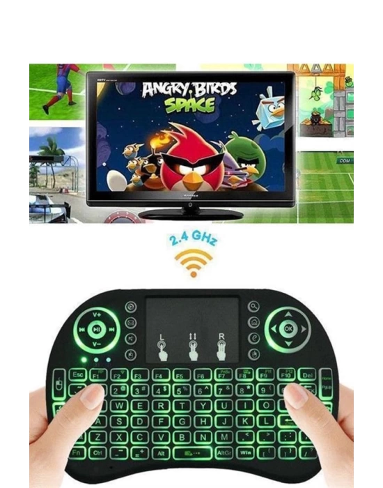 Kablosuz Türkçe Q Klavye RGB Işıklı Televizyon Ps3 Dokunmatik Mouse