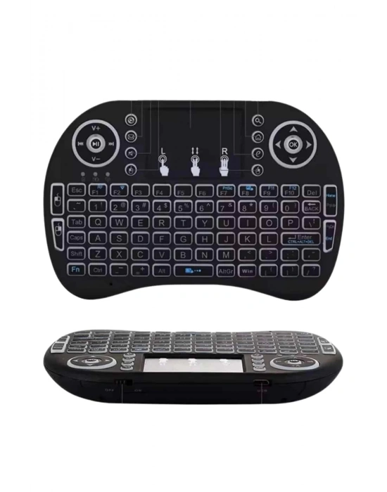 Kablosuz Türkçe Q Klavye RGB Işıklı Televizyon Ps3 Dokunmatik Mouse