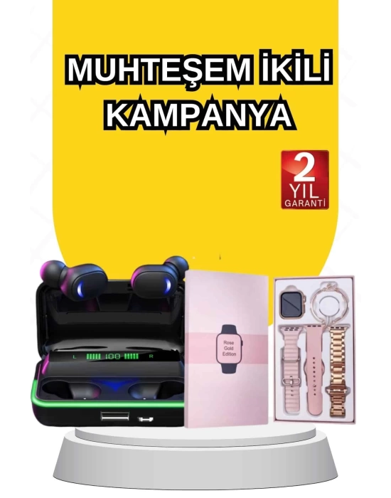 Kadınlara Özel Bileklik Hediyeli Akıllı Saat ve Dijital Göstergeli ANC Özellikli Bluetooth Kulaklık