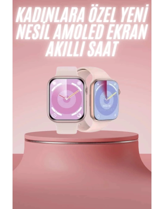 Kadınlara Özel Yeni Nesil Pembe Amoled Ekran Ultra Akıllı Saat 49MM