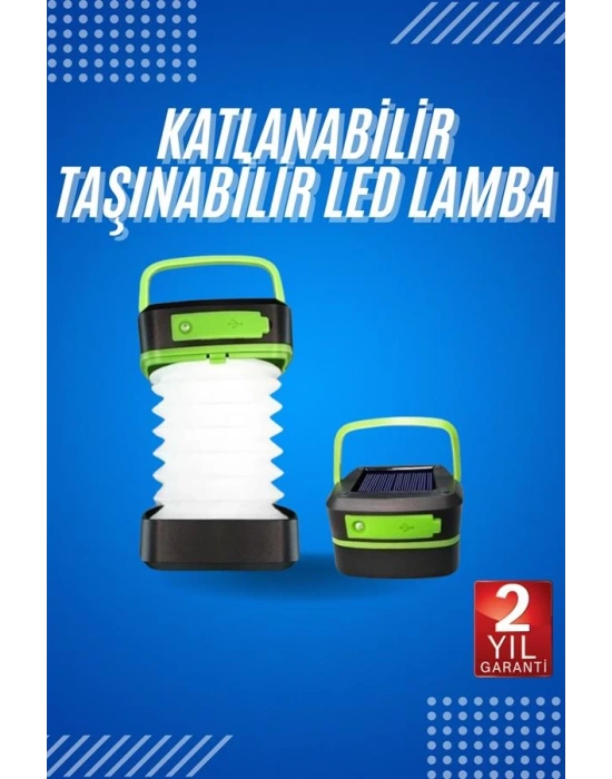 Kamp Lambası Katlanabilir Lamba Solar Şarjlı Led Lamba El Fenerli