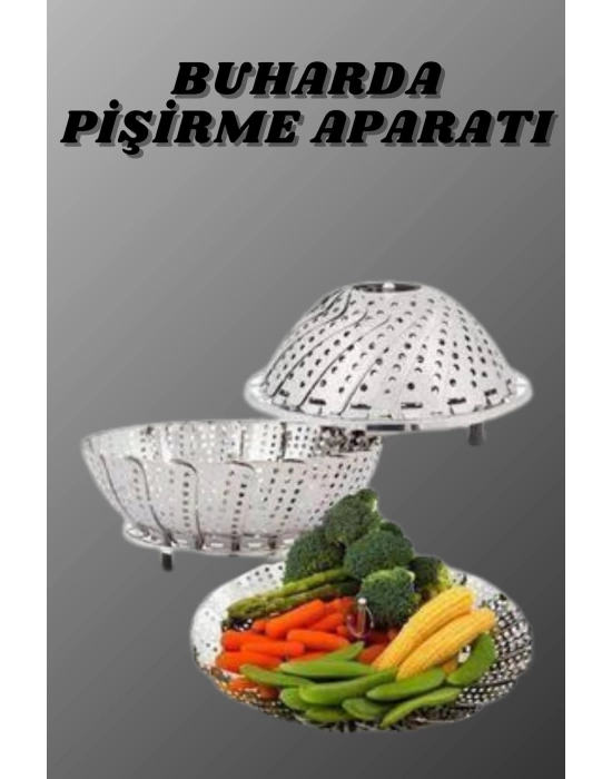 Katlanır Buharda Sebze Pişirici Haşlayıcı Haşlama Sepeti Aparatı