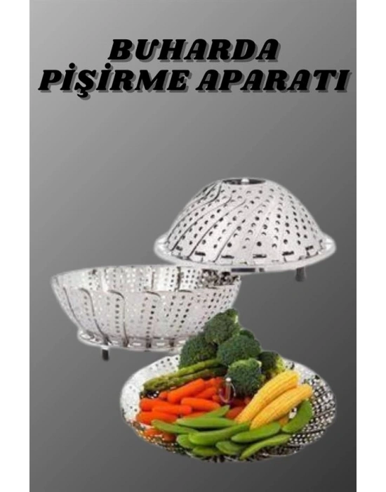Katlanır Buharda Sebze Pişirici Haşlayıcı Haşlama Sepeti Aparatı
