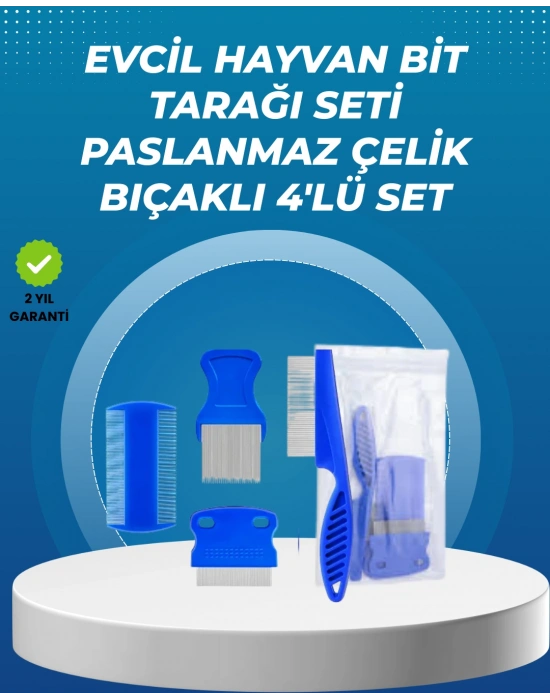 Kedi, Köpek ve Küçük Hayvanlar İçin 4 Parça Ergonomik Tarak Takımı