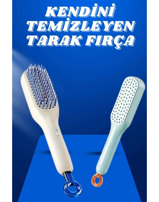Kendi Kendini Temizleyen Otomatik Tuşlu Saç Tarağı Dolaşık Açıcı Masaj Fırçası Silikon Fırça