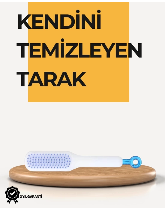 Kendi Kendini Temizleyen Saç Tarağı – Anti-Statik, Silikon Uçlu, ABS Malzeme, 22x4 cm