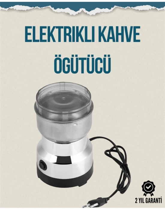 Kompakt Elektrikli Kahve ve Baharat Öğütücü | 14500 Devir, Şeffaf Kapaklı, Hediye İçin İdeal