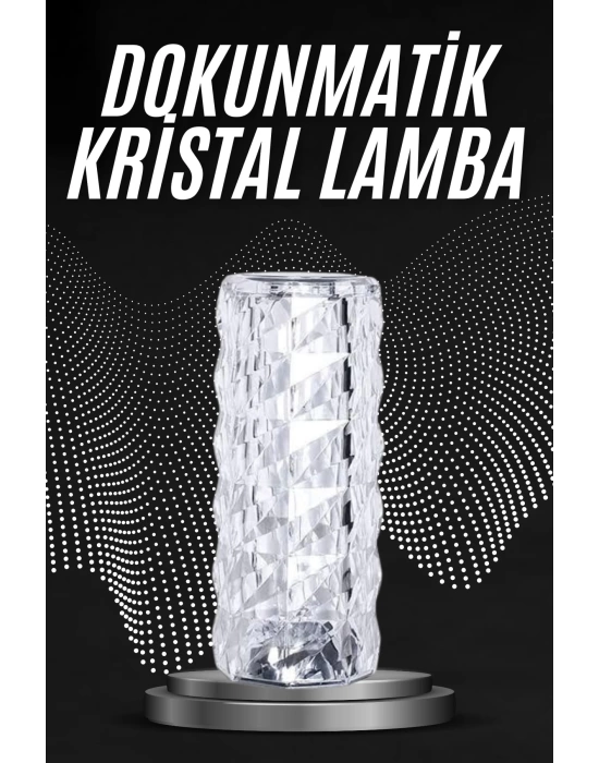 Kristal Lamba Masa Lambası Şarjlı Masa Lambası Dokunmatik Sensör Usb Şarjlı