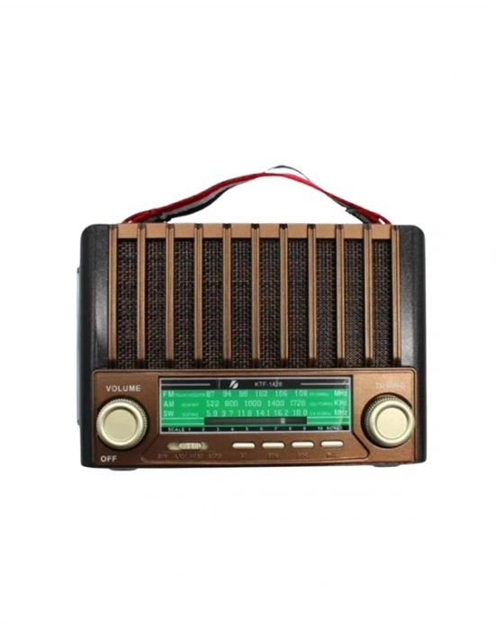 KTF-1428 Nostaljik Solar Enerjili Bluetooth Speaker – Radyo, SD/USB MP3 Çalar, Güçlü Taşınabilir Hoparlör