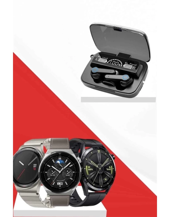 Kulak İçi Kablosuz Bluetooth Kulaklık ve NFC ve GPS Özellikli Akıllı Saat Alarm ve Titreşim