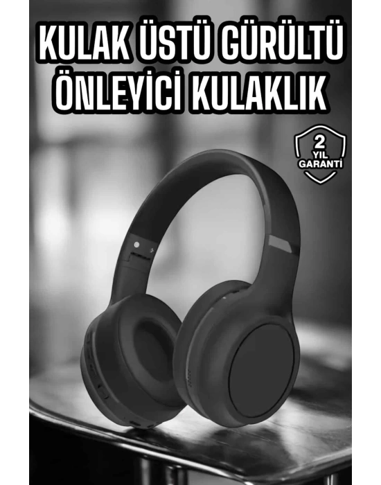 Kulak Üstü Kablosuz Bluetooth Kulaklık Gürültü Önleyici Ayarlanabilir