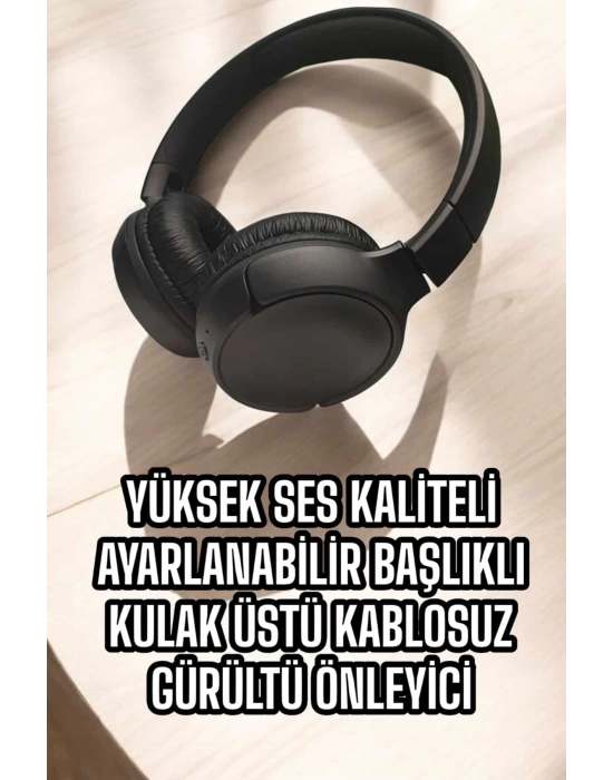 Kulak Üstü Kablosuz Bluetooth Kulaklık Gürültü Önleyici Ayarlanabilir