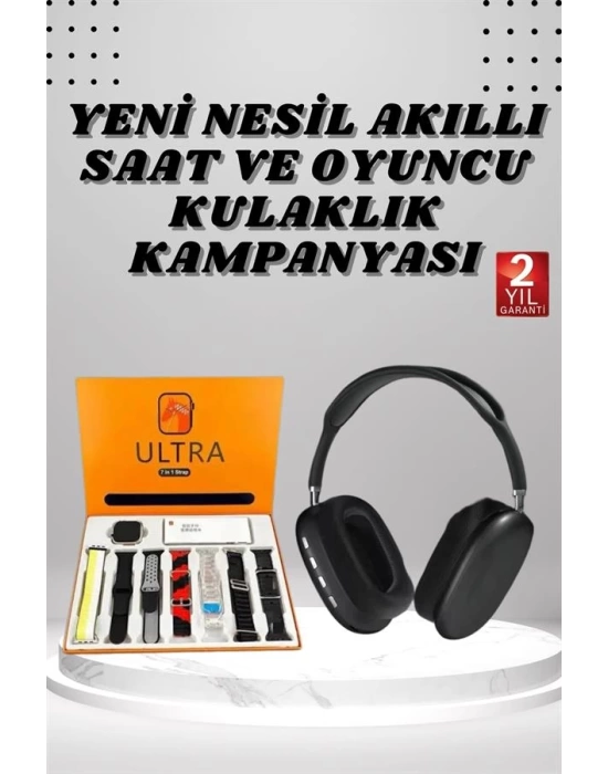 Kulak Üstü Kulaklık Pro9 ve Yeni Nesil Akıllı Saat Android ve İOS Uyumlu ANC Özelliği