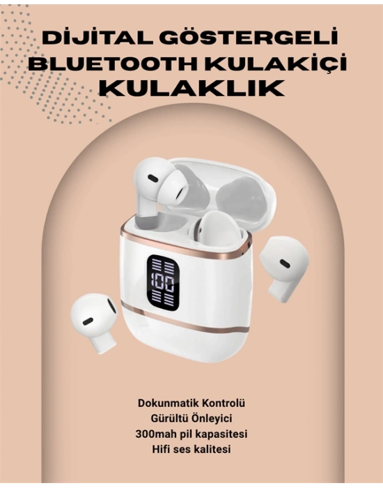 Kulakiçi Bluetooth Kulaklık V5.3 – 4’lü Set, Dijital Ekranlı, Gürültü Engelleme