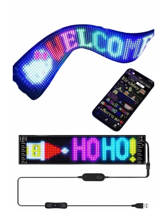 Kumandalı App Kontrollü LED Ekran 16X192 Led Matrix Araç Camı Yazısı