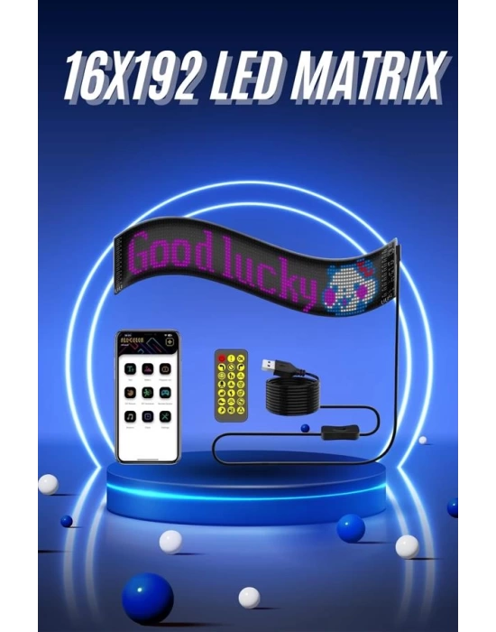 Kumandalı App Kontrollü LED Ekran 16X192 Led Matrix Araç Camı Yazısı