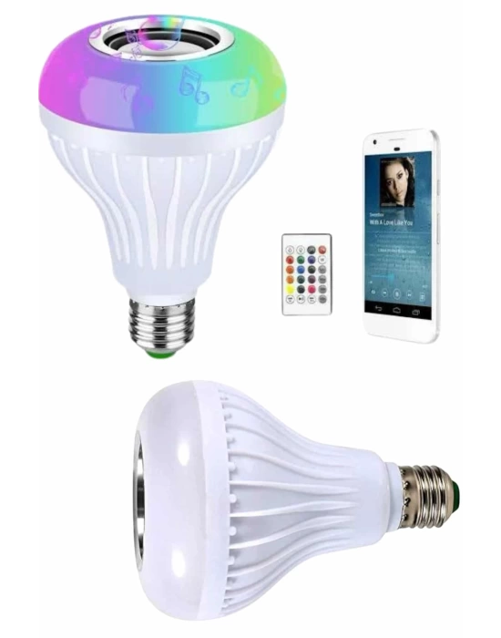 Kumandalı RGB Led Işık Bluetooth Hoparlör Ses Lambası Renkli Ampul