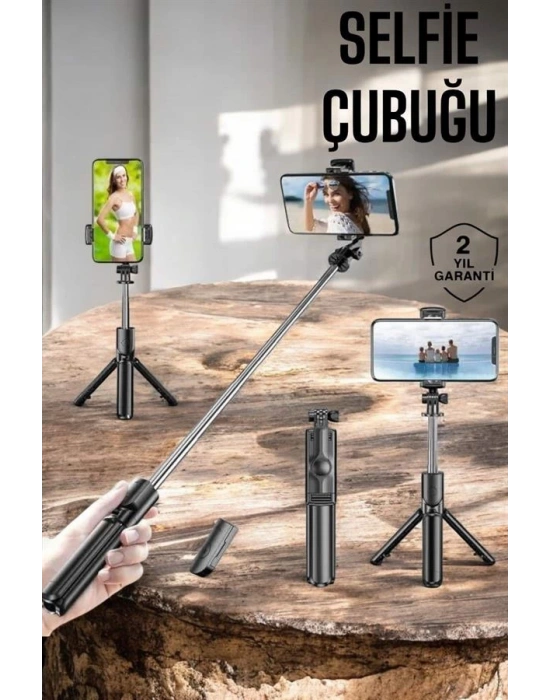 Kumandalı Tripod Telefon Tutucu Selfie Çubuğu 360 Derece Dönebilen
