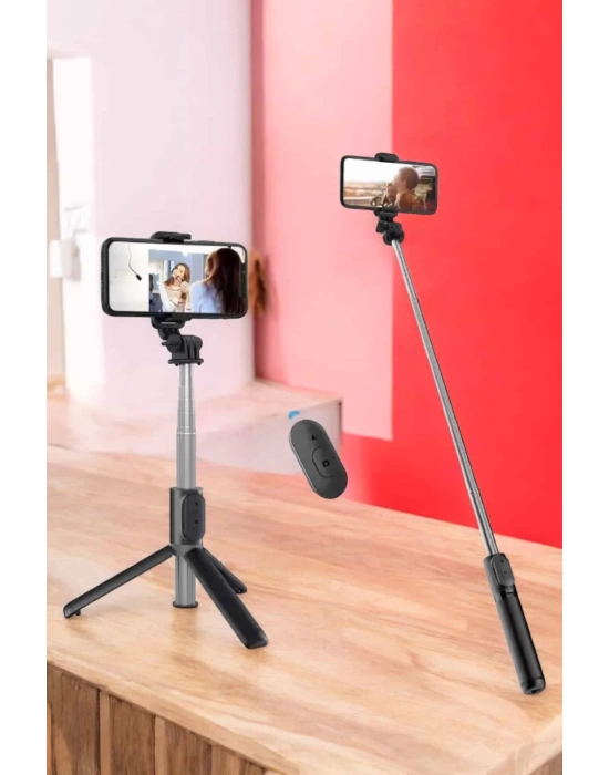 Kumandalı Tripod Telefon Tutucu Selfie Çubuğu 360 Derece Dönebilen
