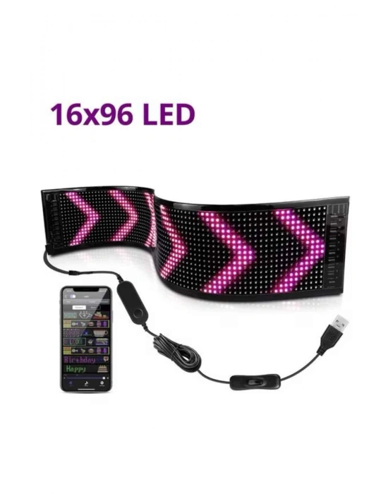 Led Ekran Matrix Panel En Büyük Boy 16X96 Araba Yazısı 19.2x89.8 cm