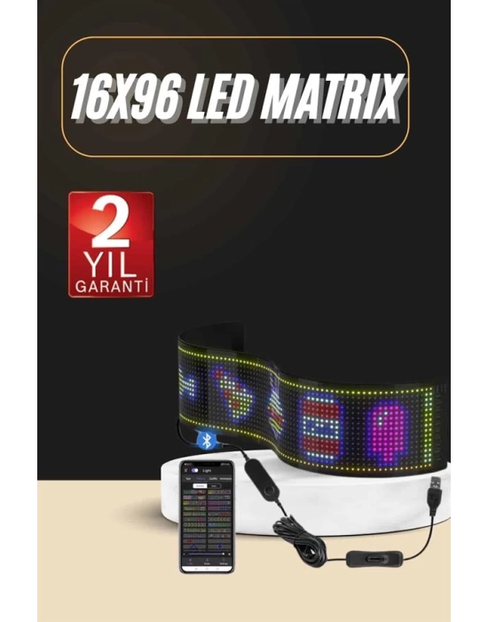 Led Ekran Matrix Panel En Büyük Boy 16X96 Araba Yazısı 19.2x89.8 cm