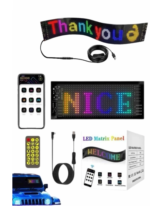 Led Ekran Matrix Panel En Büyük Boy 16X96 Araba Yazısı 19.2x89.8 cm