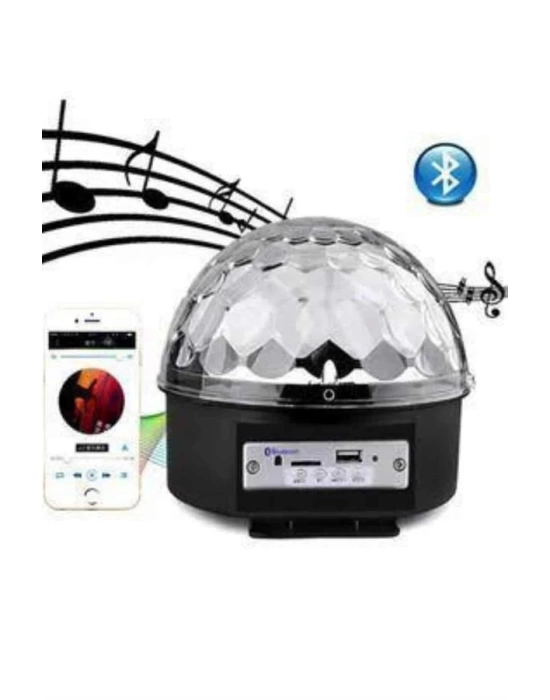 Led Işık Disko Topu Bluetooth Hoparlörlü USB Müzik Çalar Kumandalı