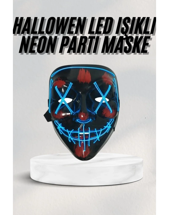 Led Işıklı Neon Maske Cadılar Bayramı Maskesi Korkunç Korku Maskesi