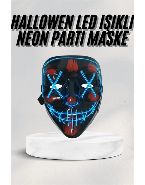Led Işıklı Neon Maske Cadılar Bayramı Maskesi Korkunç Korku Maskesi
