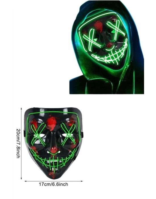 Led Işıklı Neon Maske Cadılar Bayramı Maskesi Korkunç Korku Maskesi