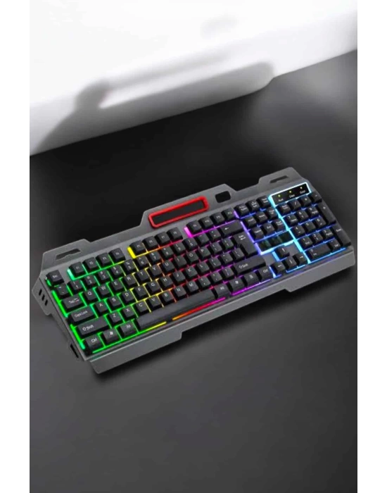 Led Işıklı Oyuncu Klavye Usb Girişli RGB Işıklı Q Klavye Mouse Hediyeli